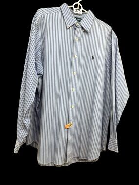 Ralph Lauren Men’s White Shirt with Blue Pinstripes